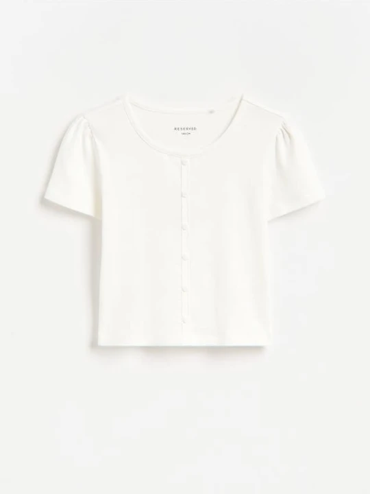 Zdjęcie produktu Reserved - Bawełniany t-shirt - złamana biel