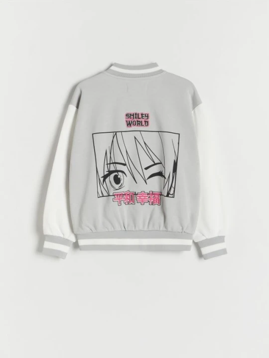 Zdjęcie produktu Reserved - Bluza bomber SmileyWorld® - jasnoszary