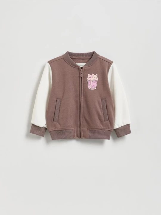 Zdjęcie produktu Reserved - Bluza bomber z nadrukiem - brązowy