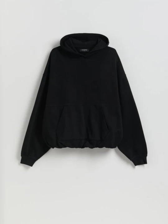Zdjęcie produktu Reserved - Bluza boxy z kapturem - czarny