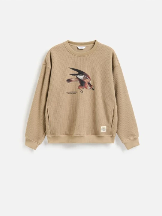 Zdjęcie produktu Reserved - Bluza comfort fit z nadrukiem - beżowy