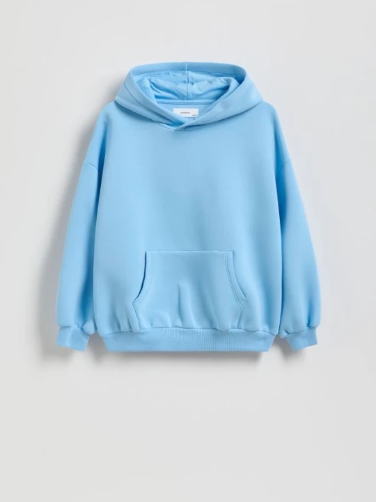 Zdjęcie produktu Reserved - Bluza interlock z kapturem - jasnoniebieski