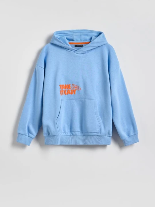 Zdjęcie produktu Reserved - Bluza oversize z kapturem - jasnoniebieski