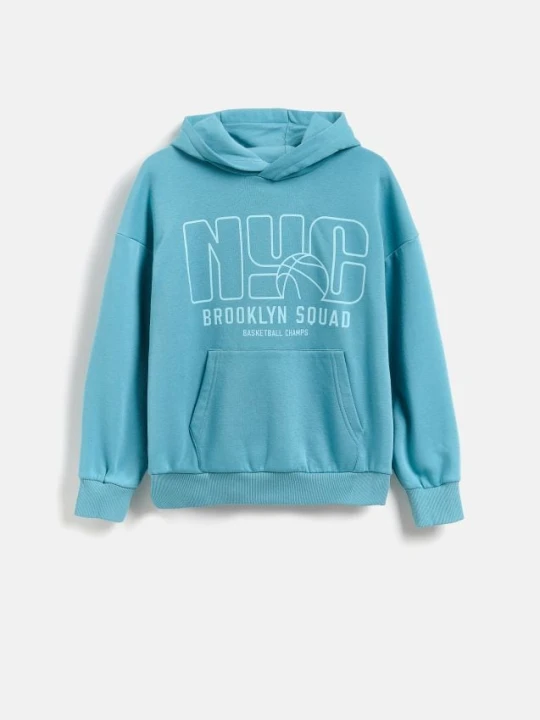 Zdjęcie produktu Reserved - Bluza oversize z kapturem - jasnoniebieski