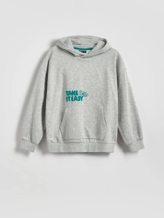 Zdjęcie produktu Reserved - Bluza oversize z kapturem - jasnoszary