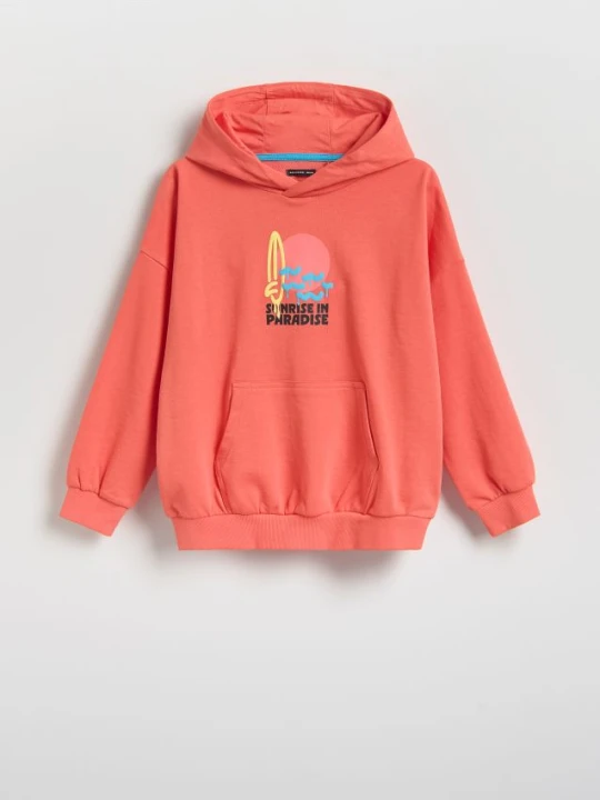 Zdjęcie produktu Reserved - Bluza oversize z kapturem - pomarańczowy