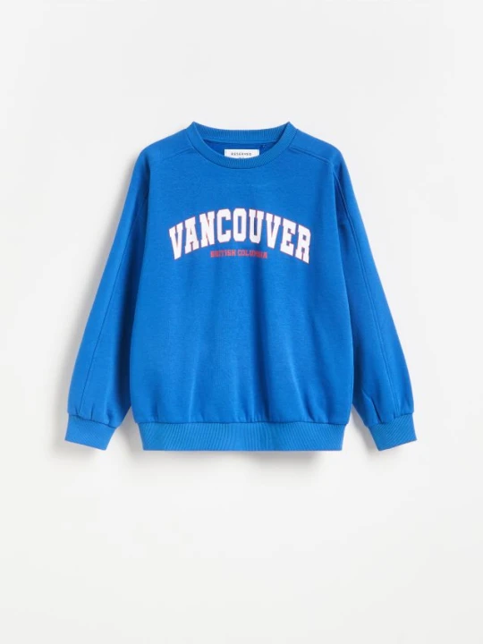 Zdjęcie produktu Reserved - Bluza oversize z nadrukiem - jasnoniebieski