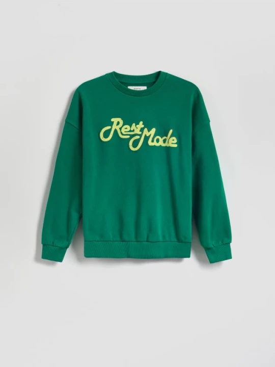 Zdjęcie produktu Reserved - Bluza oversize z nadrukiem - jasnozielony