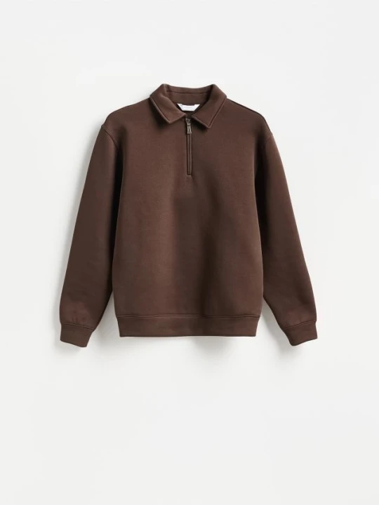 Zdjęcie produktu Reserved - Bluza regular z bawełną - brązowy
