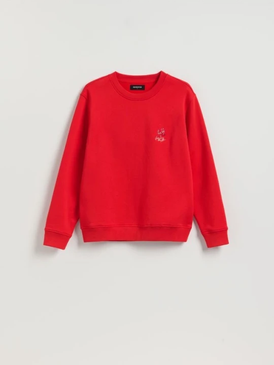 Zdjęcie produktu Reserved - Bluza regular z bawełną - czerwony