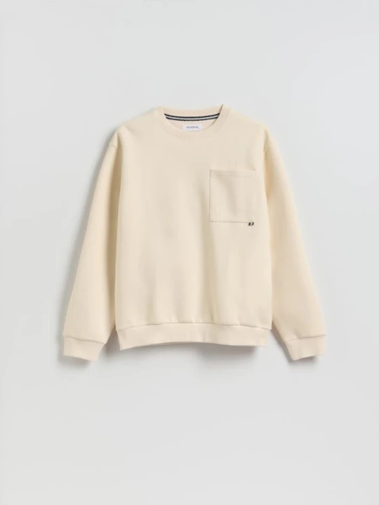 Zdjęcie produktu Reserved - Bluza regular z bawełną - złamana biel