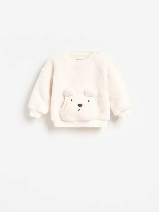 Zdjęcie produktu Reserved - Bluza sherpa z misiem - kremowy