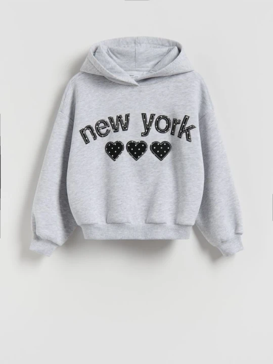 Zdjęcie produktu Reserved - Bluza z apikacją - jasnoszary