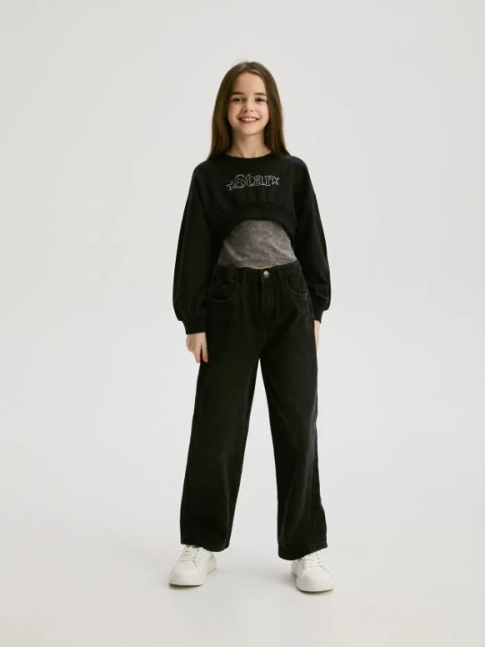 Zdjęcie produktu Reserved - Bluza z imitacją t-shirtu - czarny