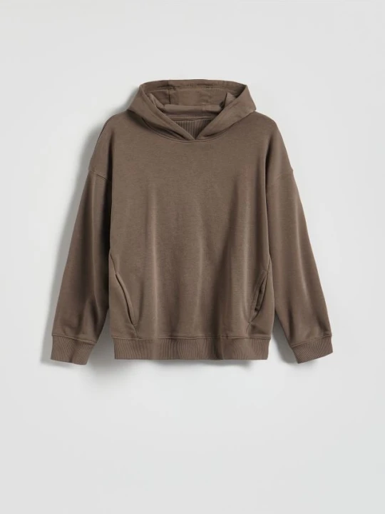 Zdjęcie produktu Reserved - Bluza z kapturem - ciemnobrązowy
