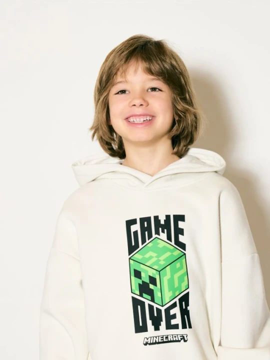 Zdjęcie produktu Reserved - Bluza z kapturem Minecraft - złamana biel