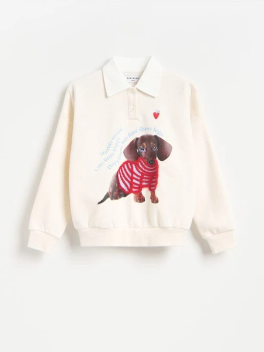 Zdjęcie produktu Reserved - Bluza z kołnierzykiem - złamana biel
