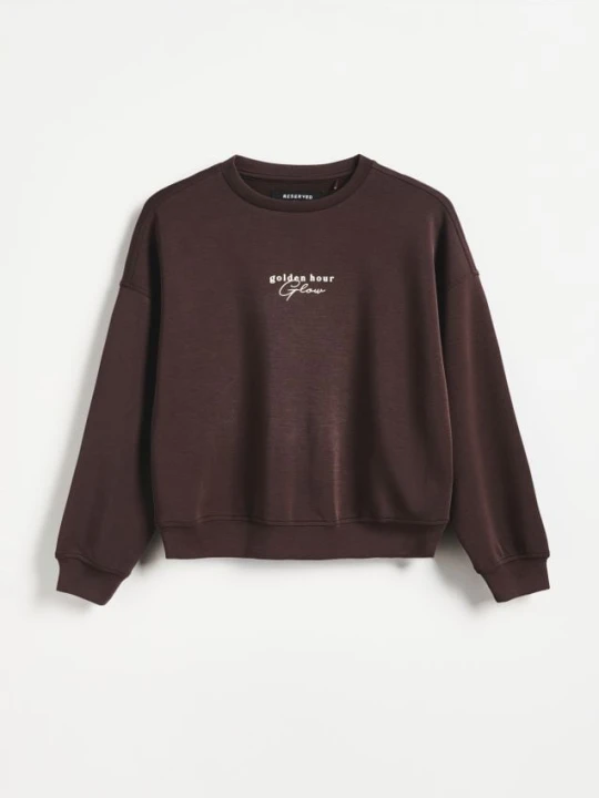 Zdjęcie produktu Reserved - Bluza z modalem - ciemnobrązowy