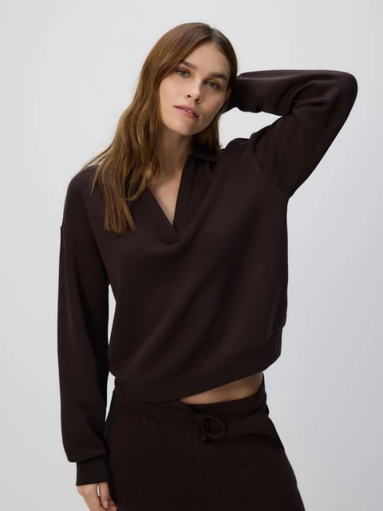 Zdjęcie produktu Reserved - Bluza z modalem - ciemnobrązowy