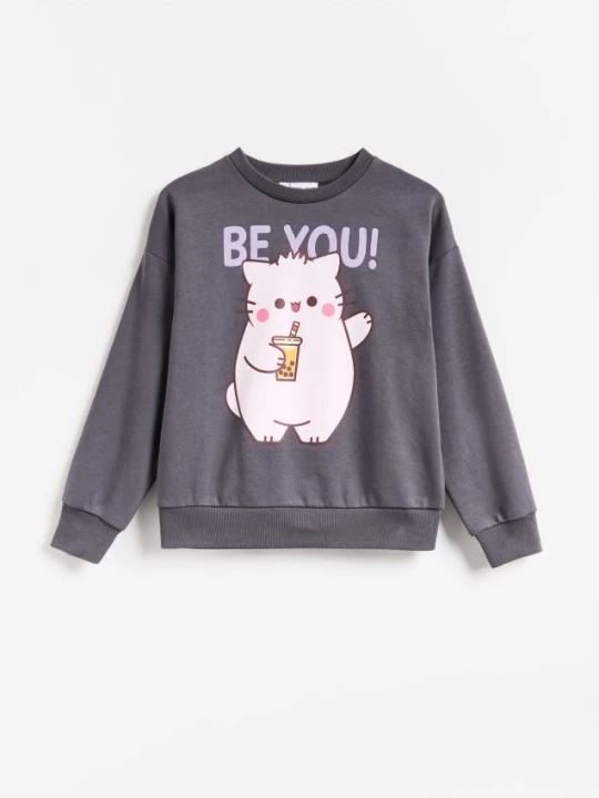 Zdjęcie produktu Reserved - Bluza z nadrukiem - ciemnoszary