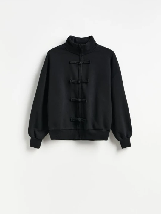 Zdjęcie produktu Reserved - Bluza z ozdobnym zapięciem - czarny