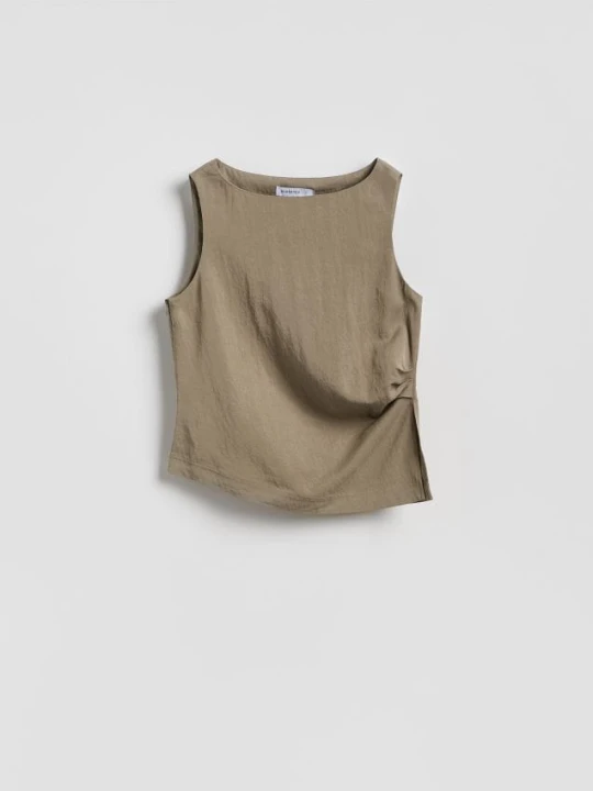 Zdjęcie produktu Reserved - Bluzka z lyocellem - warm olive