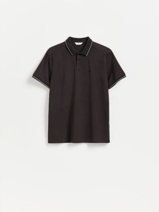 Zdjęcie produktu Reserved - Bwełniana koszulka polo slim - ciemnobrązowy