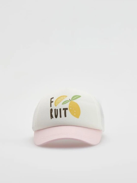 Zdjęcie produktu Reserved - Czapka z daszkiem z nadrukiem - złamana biel