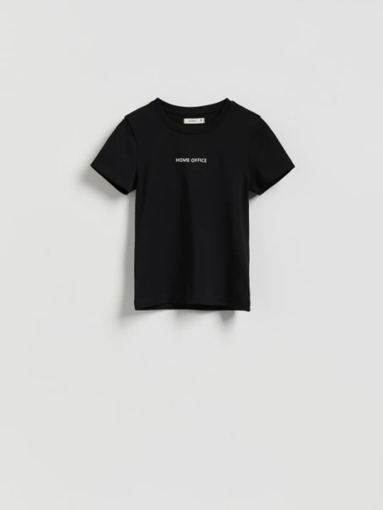 Zdjęcie produktu Reserved - Dopasowany t-shirt z nadrukiem - czarny