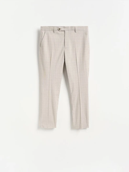Zdjęcie produktu Reserved - Eleganckie spodnie slim fit w kratę - brązowy