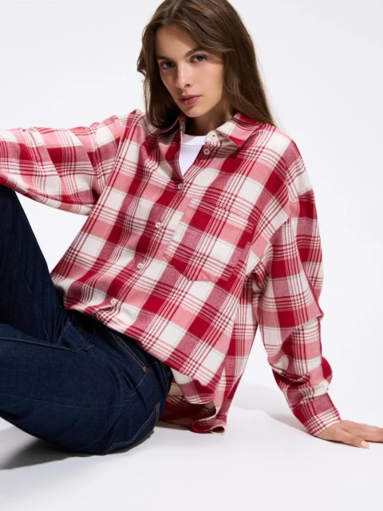 Zdjęcie produktu Reserved - Flanelowa koszula w kratę - czerwony