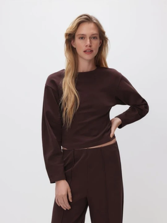 Zdjęcie produktu Reserved - Gładka bluza - ciemnobrązowy
