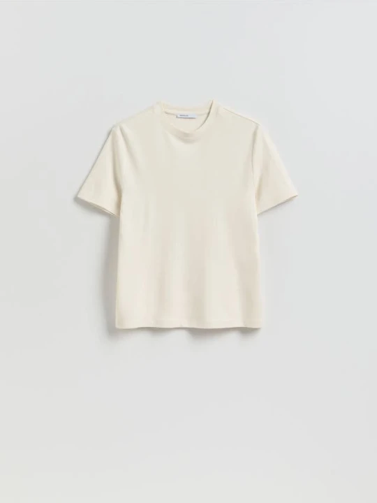 Zdjęcie produktu Reserved - Gładki t-shirt - kremowy