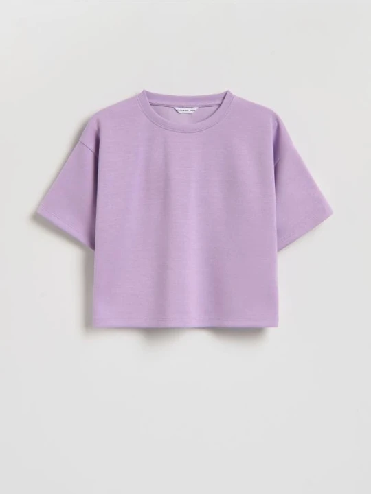 Zdjęcie produktu Reserved - Gładki t-shirt z modalem - fioletowy