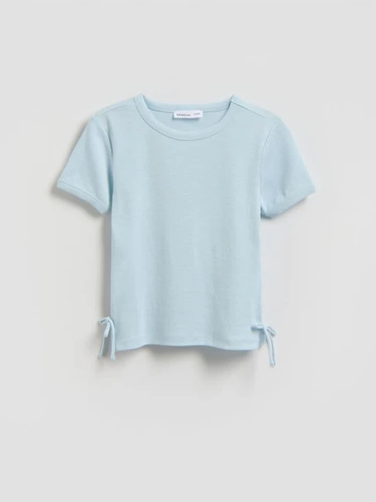 Zdjęcie produktu Reserved - Gładki t-shirt z modalem - jasnoniebieski