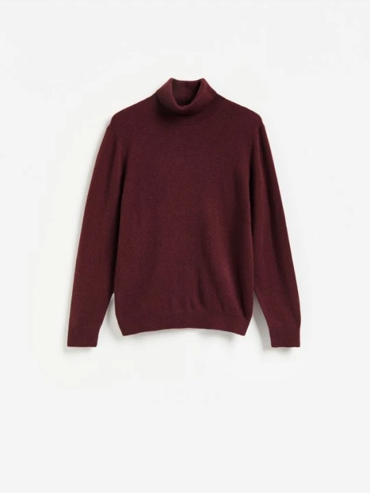 Zdjęcie produktu Reserved - Golf z wełny merino i domieszki kaszmiru - bordowy