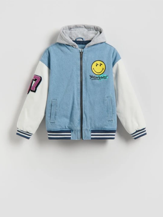 Zdjęcie produktu Reserved - Jeansowa bomberka SmileyWorld® - niebieski