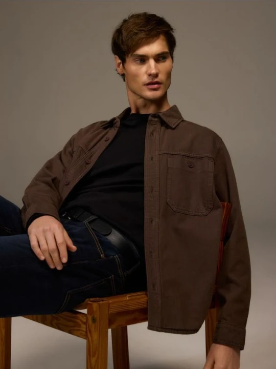 Zdjęcie produktu Reserved - Jeansowa koszula regular fit - dark grey jeans