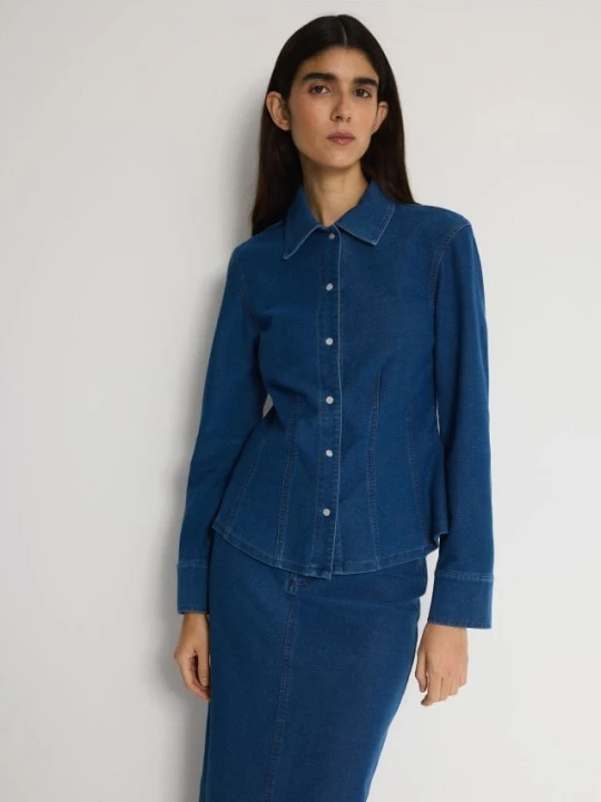Zdjęcie produktu Reserved - Jeansowa koszula z zaszewkami - indigo jeans