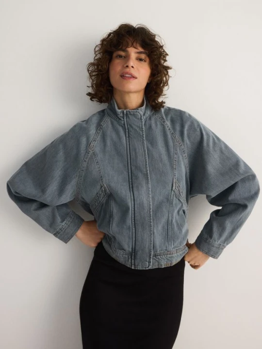 Zdjęcie produktu Reserved - Jeansowa kurtka ze stójką - indigo jeans