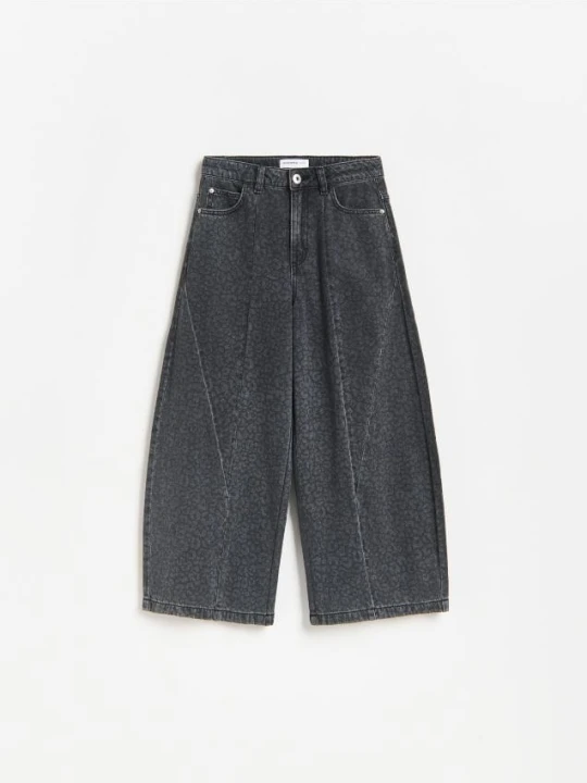 Zdjęcie produktu Reserved - Jeansy baggy wide leg w panterke - szary