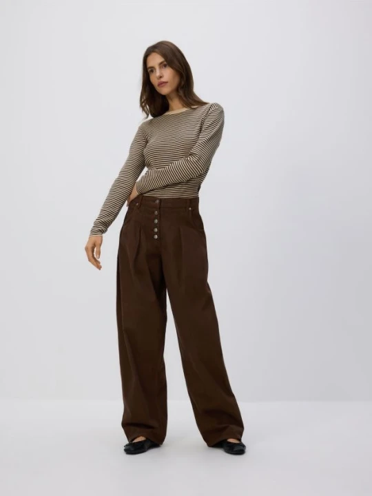 Zdjęcie produktu Reserved - Jeansy barrel z zakładkami - dark grey jeans