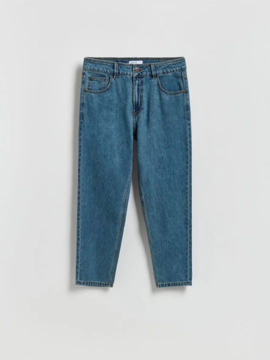 Zdjęcie produktu Reserved - Jeansy carrot z efektem sprania - indigo jeans