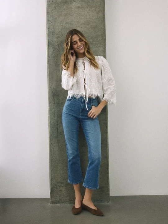 Zdjęcie produktu Reserved - Jeansy flare cropped - niebieski