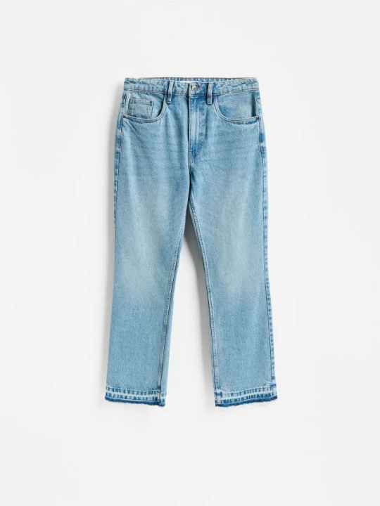 Zdjęcie produktu Reserved - Jeansy flare z efektem sprania - indigo jeans