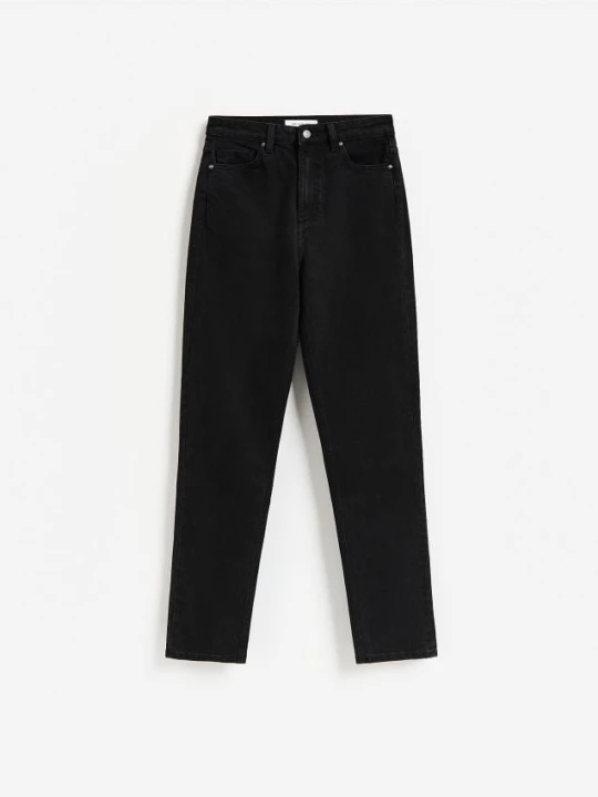 Zdjęcie produktu Reserved - Jeansy mom fit slim z dłuższą nogawką - czarny