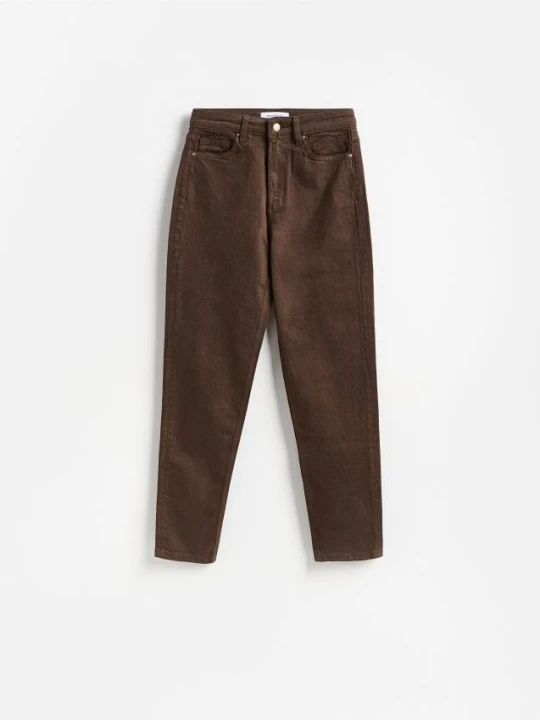 Zdjęcie produktu Reserved - Jeansy mom fit slim z dłuższą nogawką - dark grey jeans