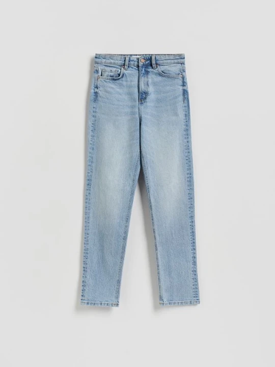 Zdjęcie produktu Reserved - Jeansy mom fit slim z dłuższą nogawką - niebieski