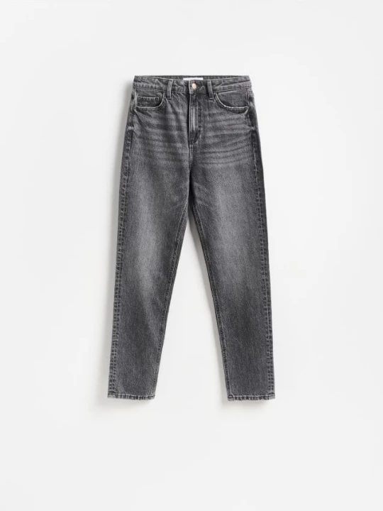 Zdjęcie produktu Reserved - Jeansy mom fit slim z dłuższą nogawką - szary