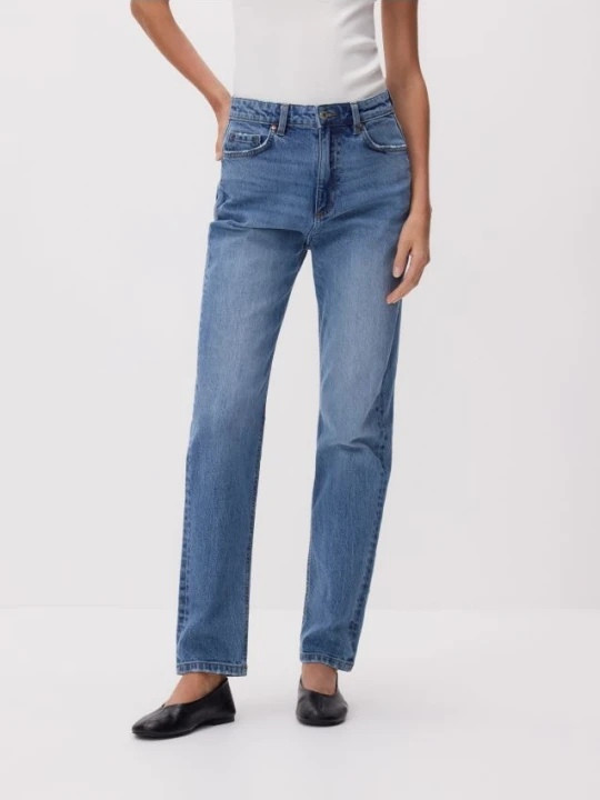 Zdjęcie produktu Reserved - Jeansy mom fit slim z dłuższą nogawką - niebieski